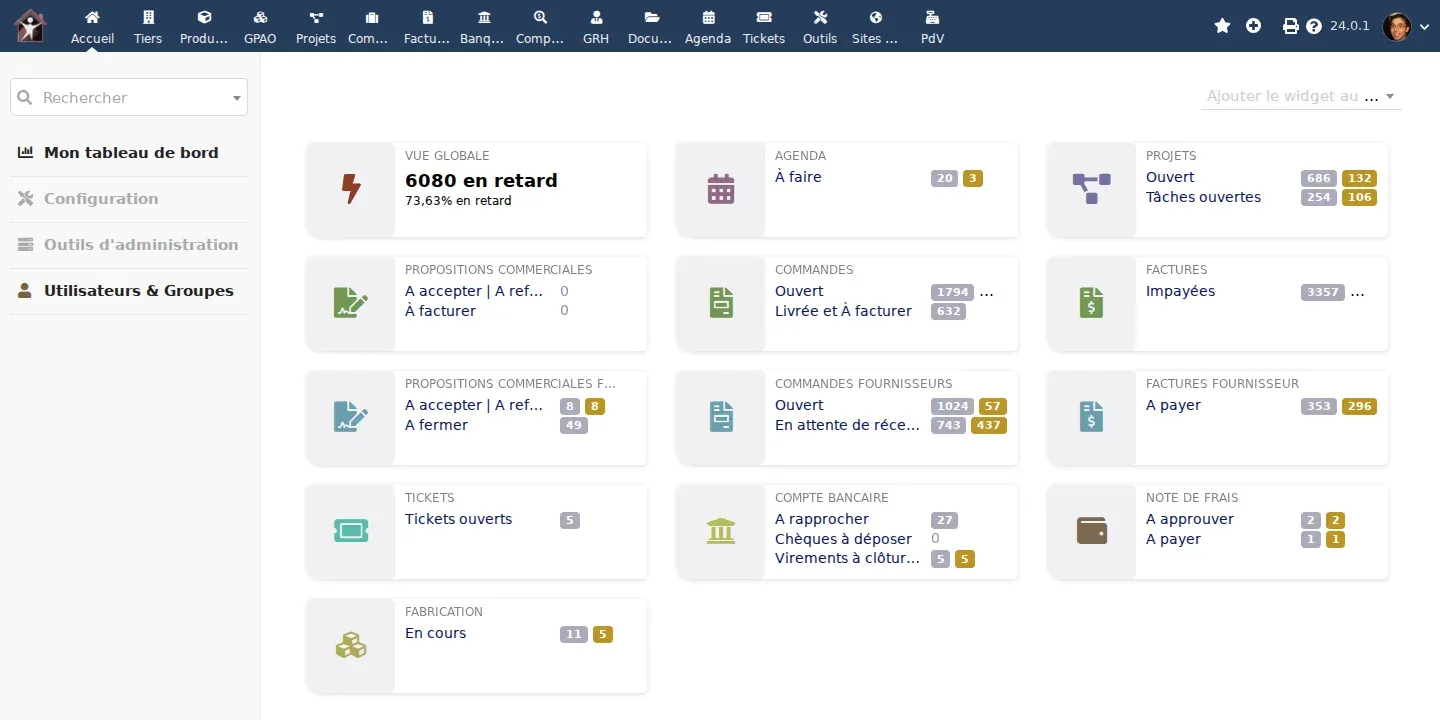 Dolibarr : mise en place, modules sur mesure et interconnexions — écran 1