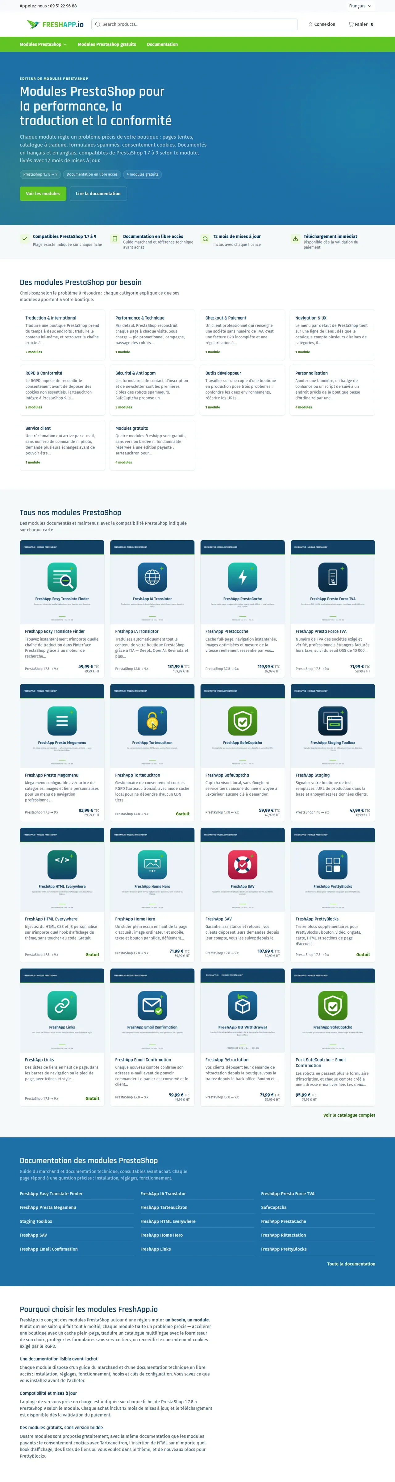 Boutiques PrestaShop : intégration, modules, migrations et TMA — écran 1