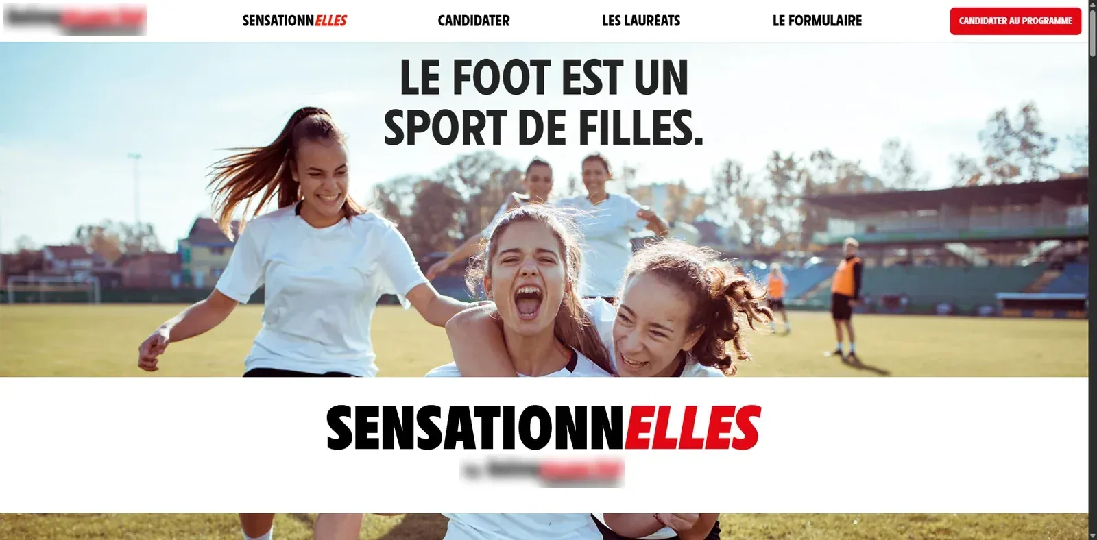 Candidatures et votes du public pour une équipe de football féminin — écran 1