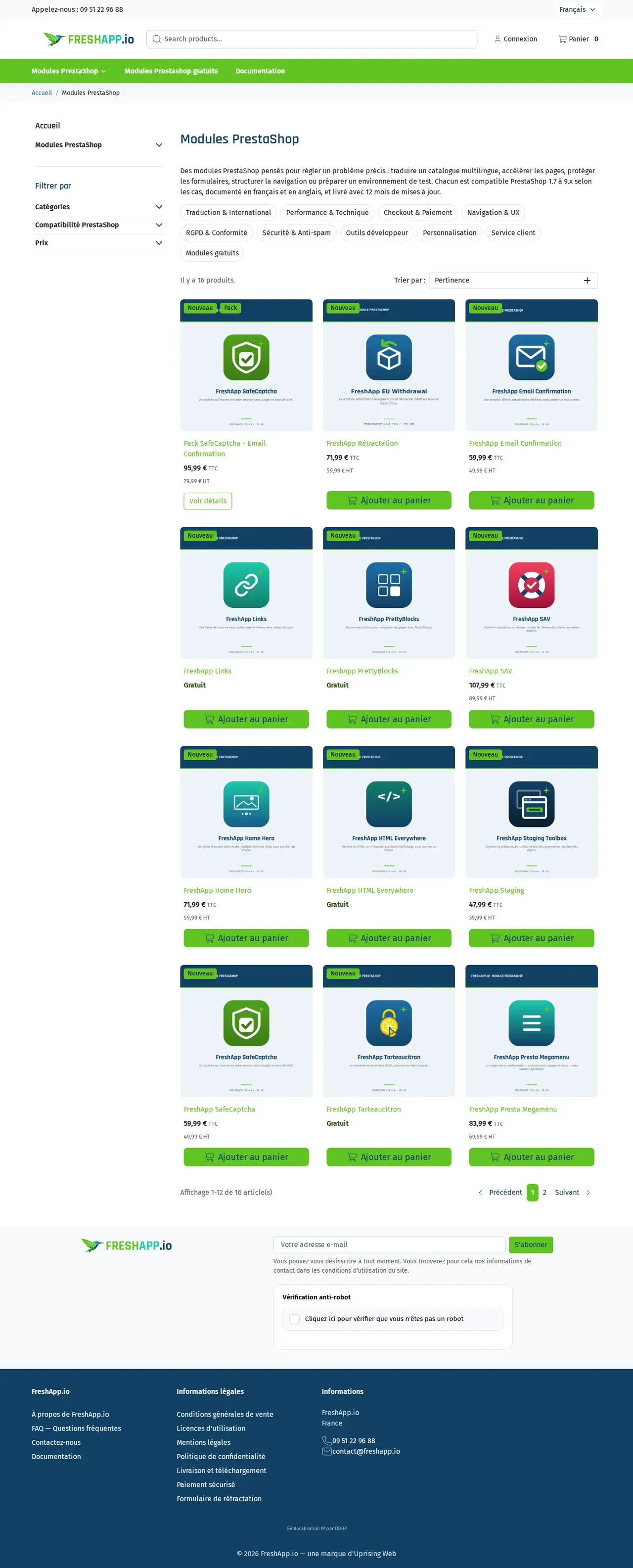 Boutiques PrestaShop : intégration, modules, migrations et TMA — écran 2