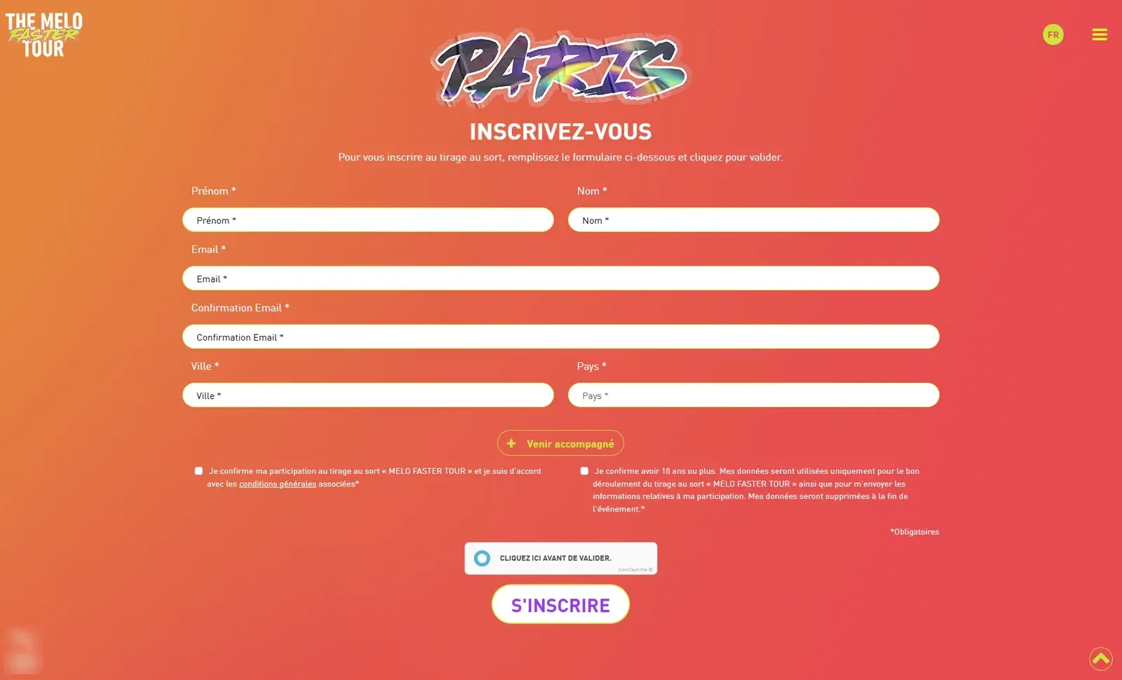 Inscriptions et tirage au sort pour une tournée événementielle — écran 3