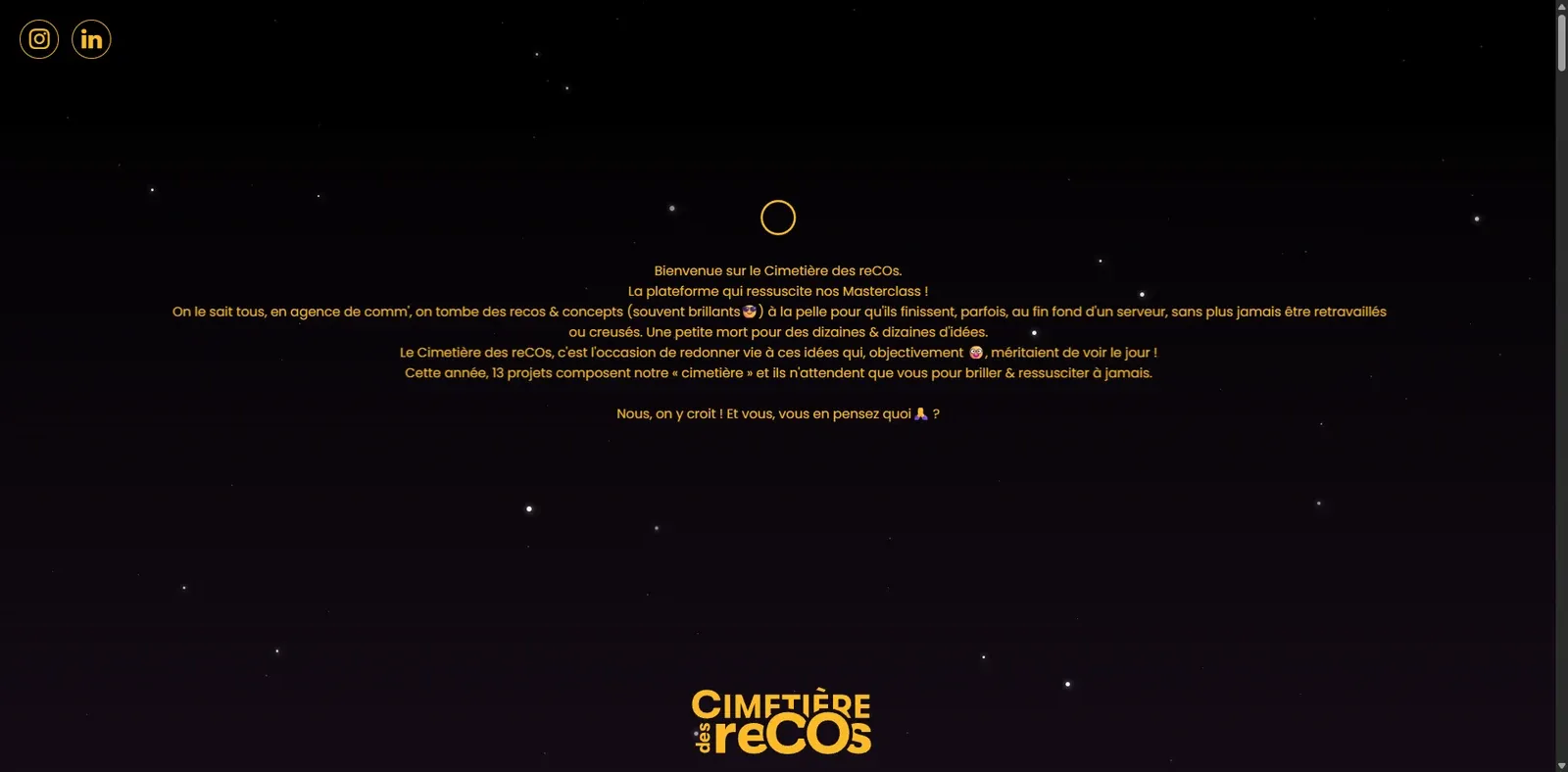 « Le Cimetière des recos » : un site vitrine immersif — écran 3