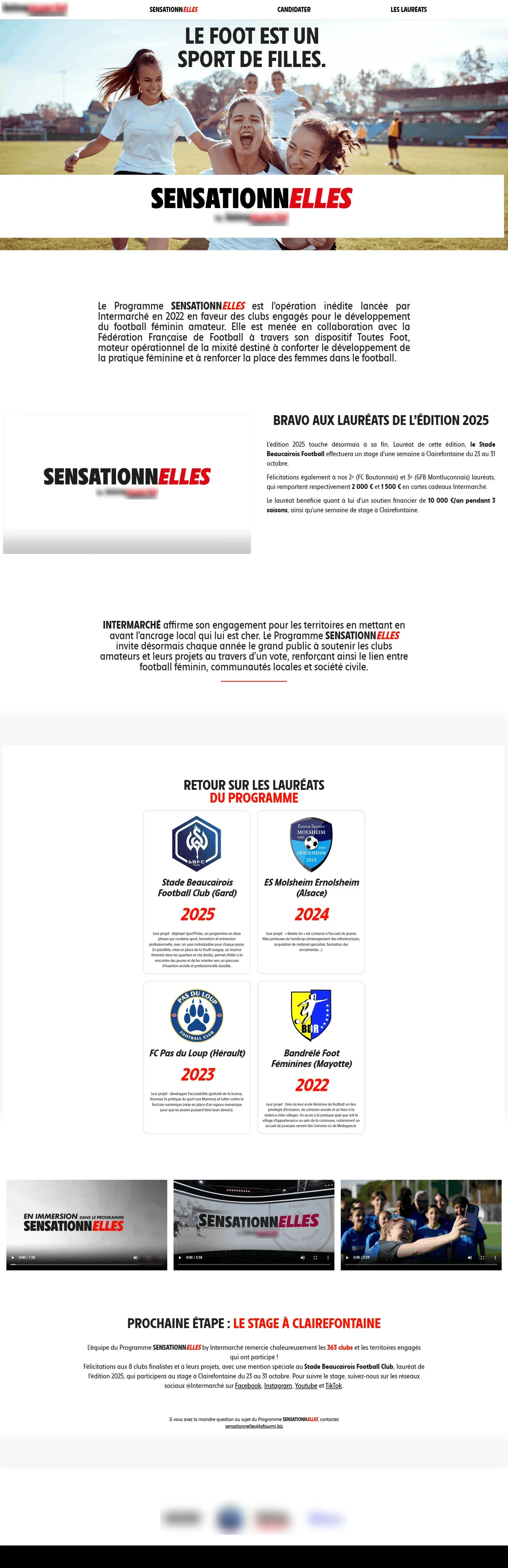 Candidatures et votes du public pour une équipe de football féminin — écran 3