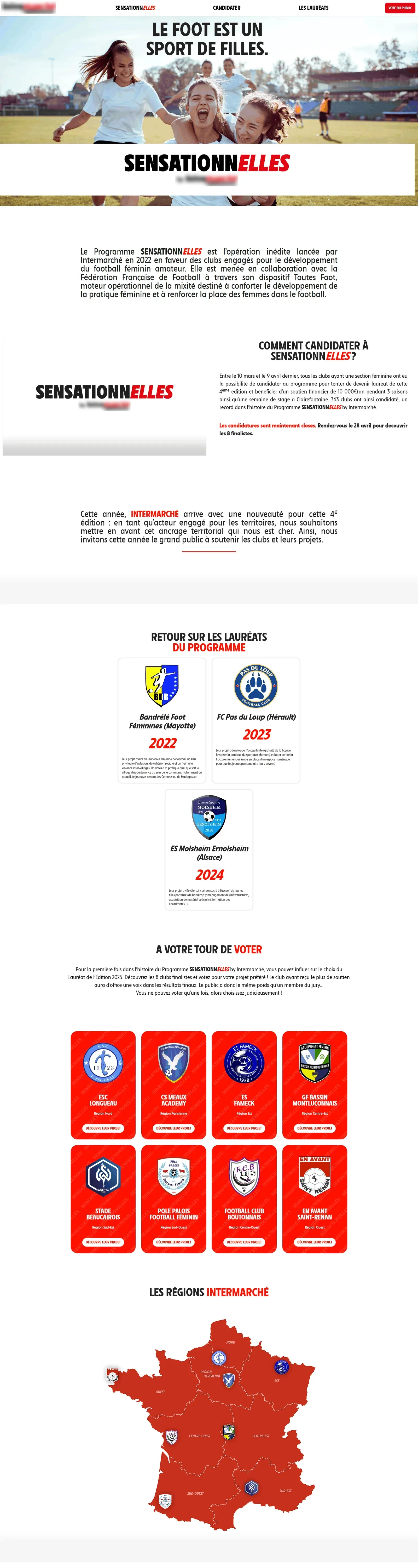 Candidatures et votes du public pour une équipe de football féminin — écran 4