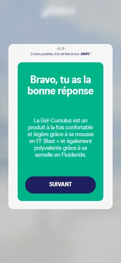 Quiz « swipe » pour la formation des vendeurs — écran 5
